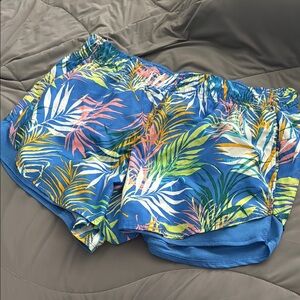 Athletic Works Blue Tropical Print Shorts